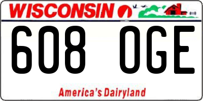 WI license plate 608OGE