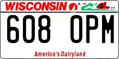 WI license plate 608OPM
