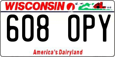 WI license plate 608OPY