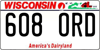 WI license plate 608ORD