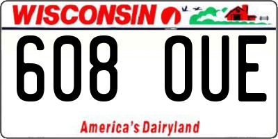 WI license plate 608OUE