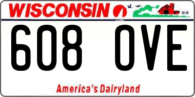 WI license plate 608OVE
