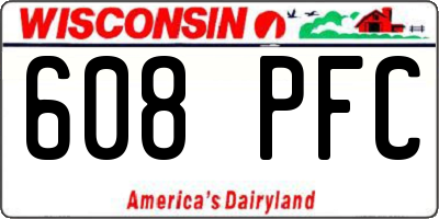 WI license plate 608PFC