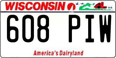 WI license plate 608PIW
