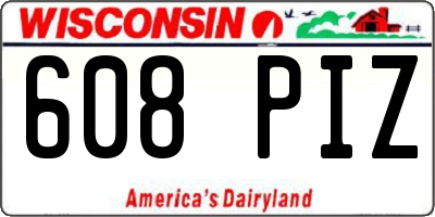 WI license plate 608PIZ