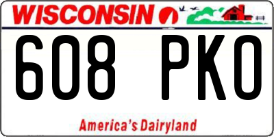 WI license plate 608PKO