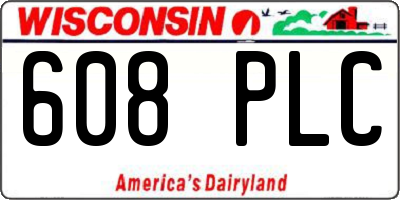 WI license plate 608PLC