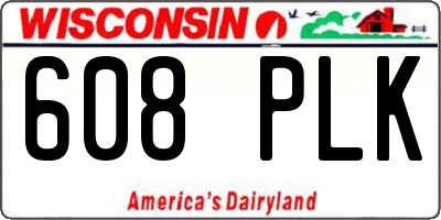 WI license plate 608PLK