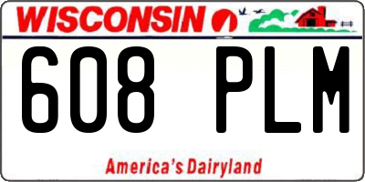 WI license plate 608PLM