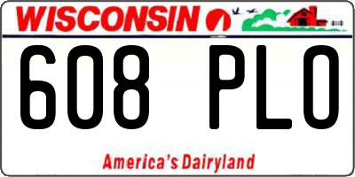 WI license plate 608PLO