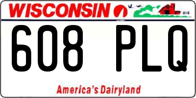 WI license plate 608PLQ