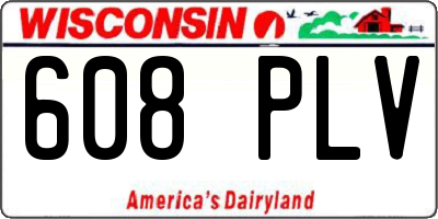 WI license plate 608PLV