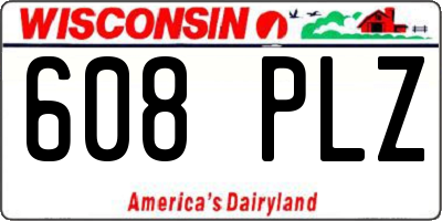 WI license plate 608PLZ