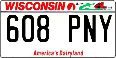 WI license plate 608PNY