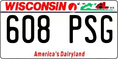 WI license plate 608PSG