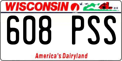 WI license plate 608PSS