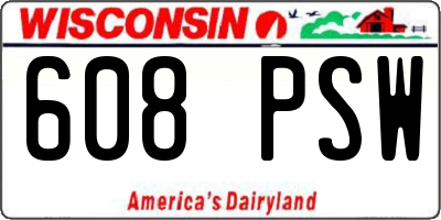 WI license plate 608PSW