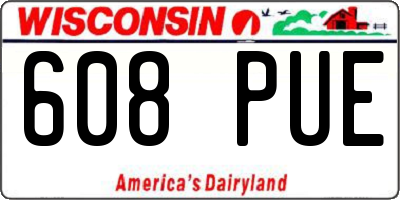 WI license plate 608PUE