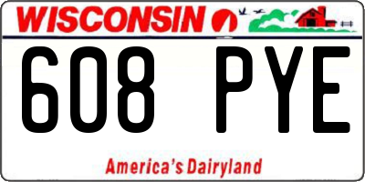 WI license plate 608PYE