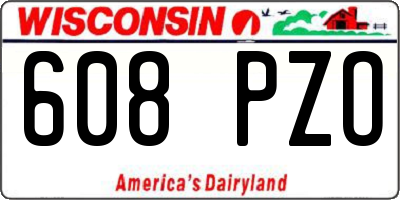 WI license plate 608PZO