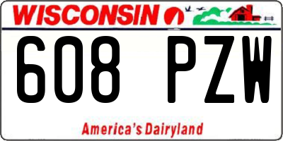 WI license plate 608PZW