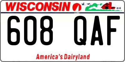 WI license plate 608QAF