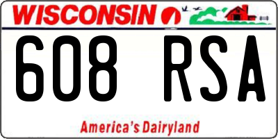 WI license plate 608RSA