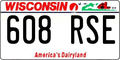 WI license plate 608RSE