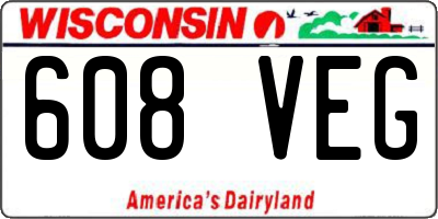 WI license plate 608VEG
