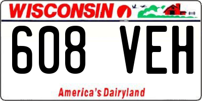 WI license plate 608VEH