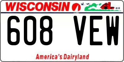 WI license plate 608VEW