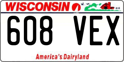 WI license plate 608VEX