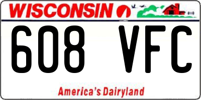 WI license plate 608VFC