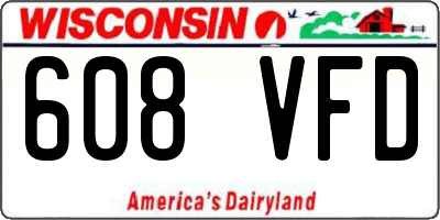 WI license plate 608VFD