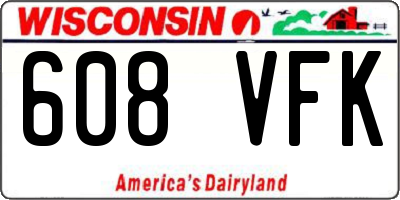 WI license plate 608VFK