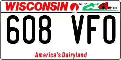 WI license plate 608VFO