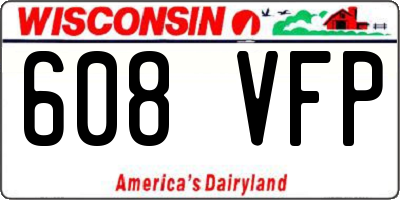WI license plate 608VFP