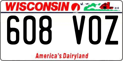 WI license plate 608VOZ