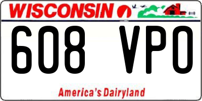 WI license plate 608VPO