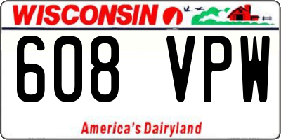 WI license plate 608VPW