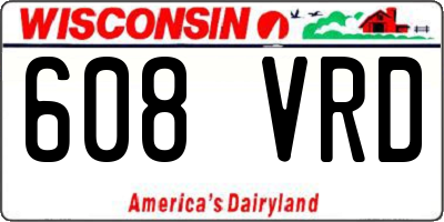 WI license plate 608VRD