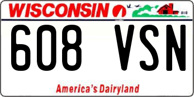 WI license plate 608VSN
