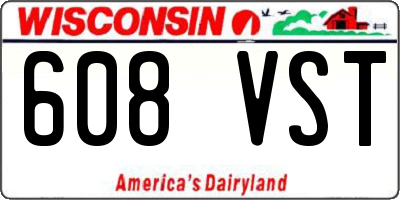 WI license plate 608VST