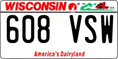 WI license plate 608VSW