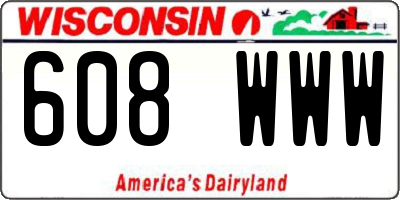 WI license plate 608WWW