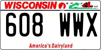 WI license plate 608WWX