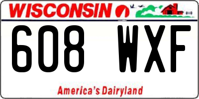 WI license plate 608WXF
