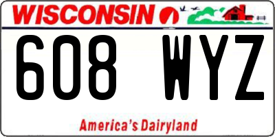 WI license plate 608WYZ