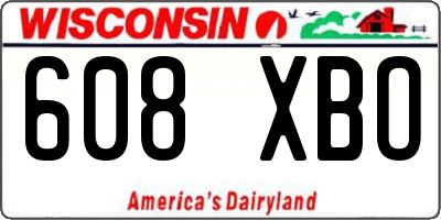 WI license plate 608XBO