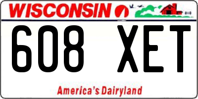 WI license plate 608XET